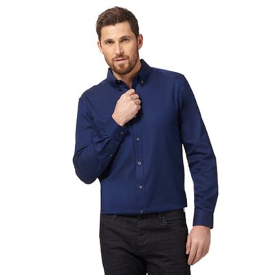 Dark blue texture Oxford shirt